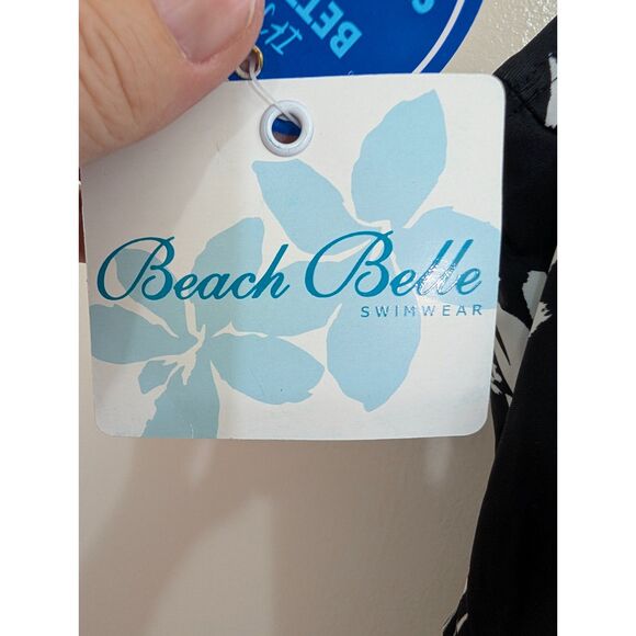 Beach Belle NWT Skirted One Piece Swimsuit 16 Built-in Bra Floral Tropical Beach - Picture 7 of 9